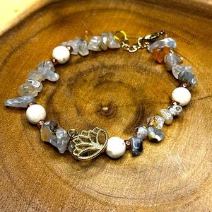 Lotus flower semi precious stone bracelet